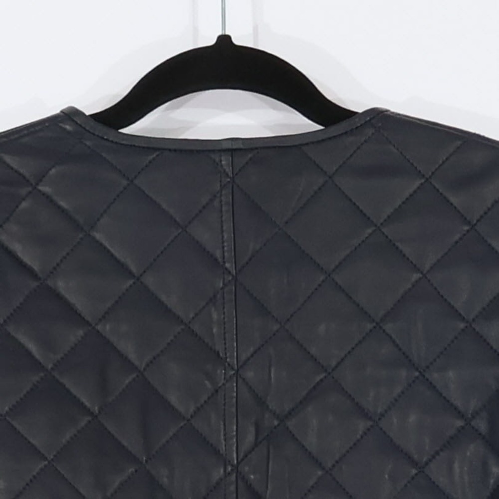Lauren Ralph Lauren Diamond Quilted Leather Jacket Women 16 Navy Cropped $695NWT - Picture 10 of 14